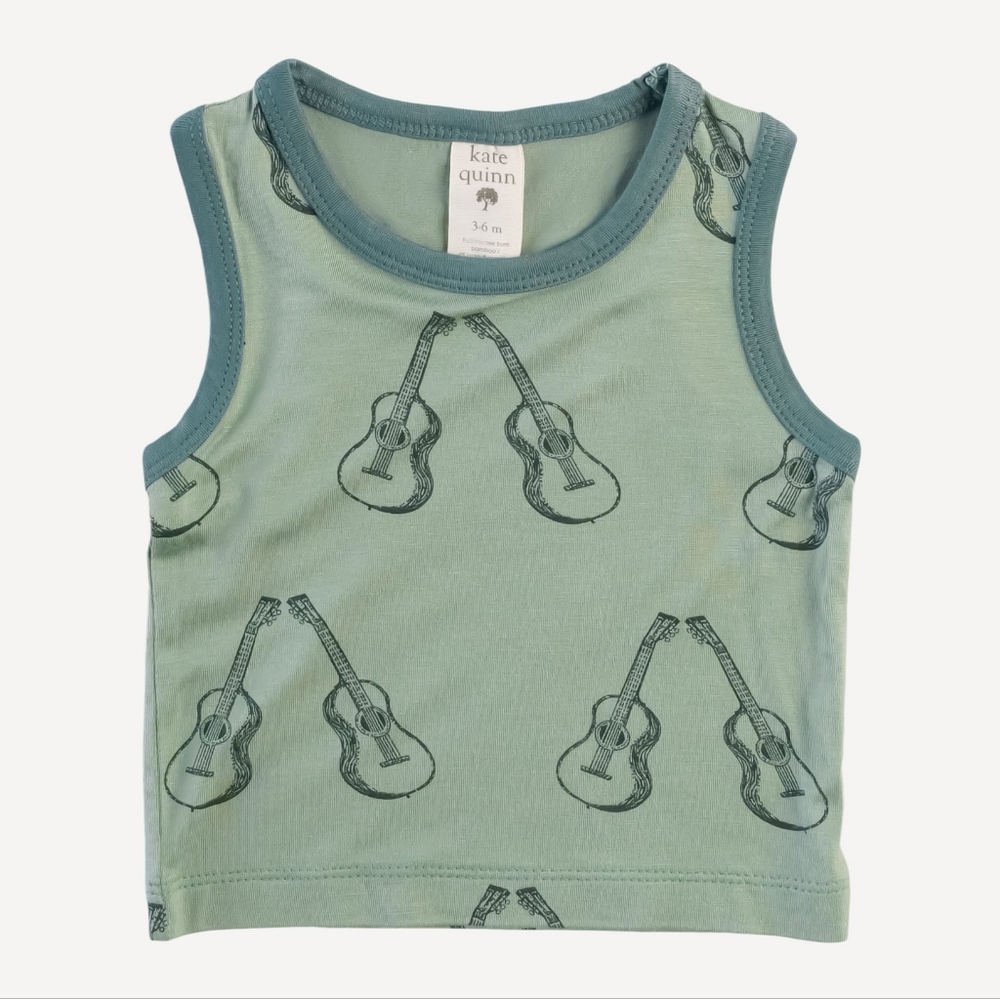 NWT 4T Kate Quinn Racerback Tank Balsam Guitars Green Bamboo Acoustic Tank Top